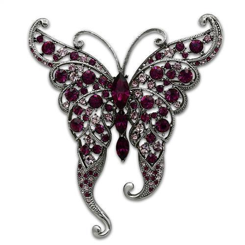 LO2396 - Imitation Rhodium White Metal Brooches with Top Grade Crystal in Multi Color - ODD Witch ShopBrooches